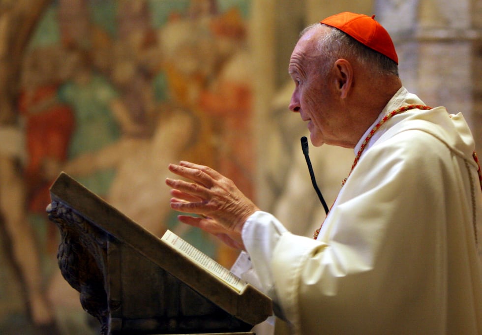 FILE - Washington Cardinal Theodore McCarrick celebrates a mass inside St. Nereus and...