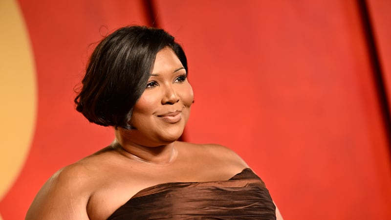 Lizzo arrives at the Vanity Fair Oscar Party on Sunday, March 10, 2024, at the Wallis...