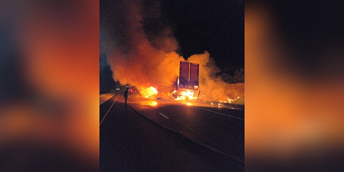 I-85 SB lane closed following early morning commercial fire, crash in Macon County