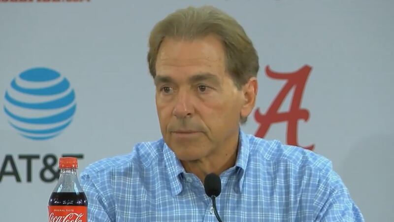 Nick Saban holds first news conference of the 2017 season. (Source: WSFA 12 News)