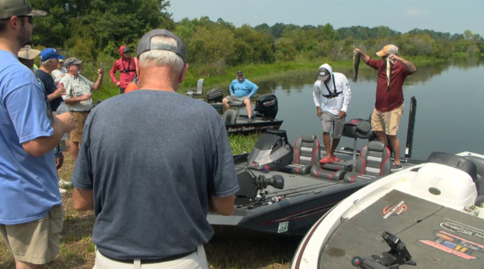 Non profit Fallen Outdoors hooked up 5 veterans with 5 fishing pros on a pond in Shorter,...