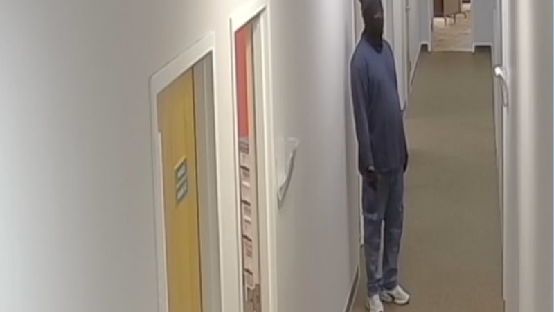 The suspect in a robbery at a Montgomery church is seen on security video just before...