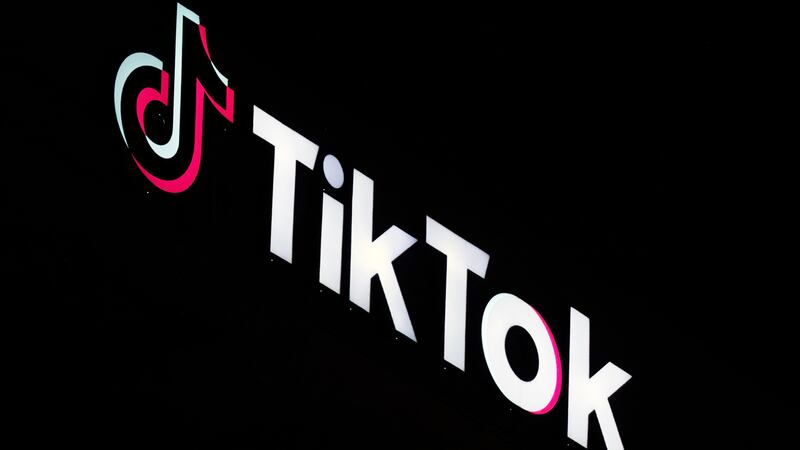 A TikTok sign is displayed on top of their building in Culver City, Calif., on Tuesday, Dec....