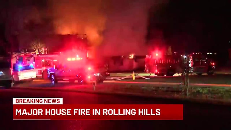 Firefighters respond to large house fire in Rolling Hills