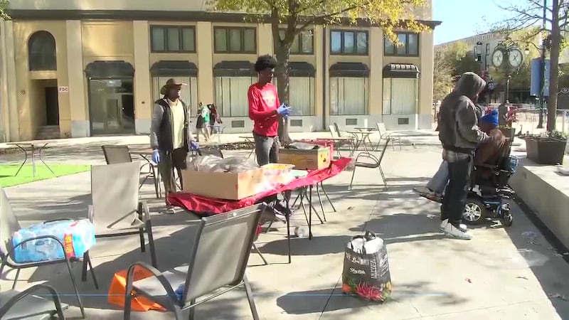 The group took the holiday as an opportunity to serve those who didn't have an available hot...